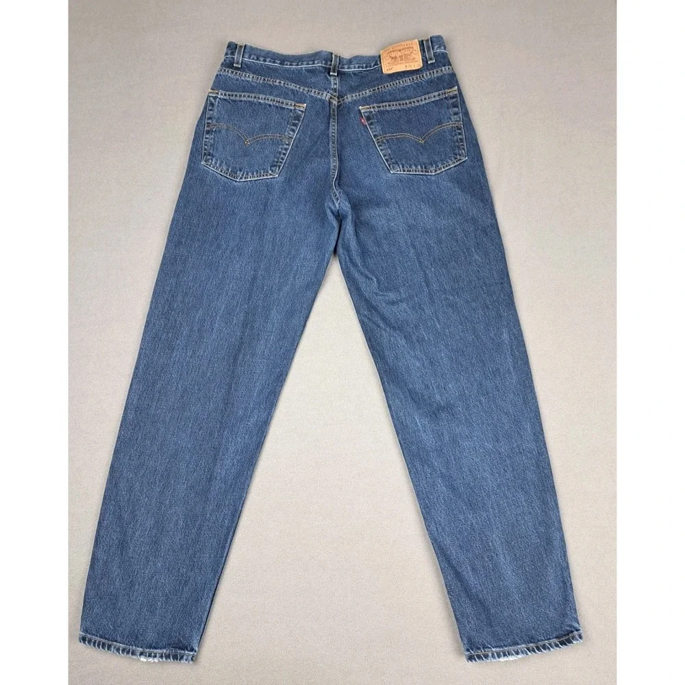 Vintage Levis 550 Jeans Mens 38x34 Dark Blue Denim Relaxed Fit Pants Batwing 90s